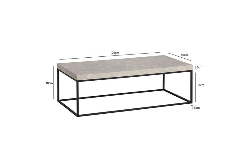 Soffbord Wohnling rektangulär 120 cm, stenoptik, modern look Beige - Beige - Möbler - Bord & matgrupp - Soffbord