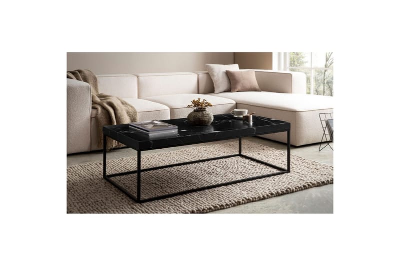 Soffbord Wohnling rektangulär 120 cm, stenoptik, modern look Marmor Svart - Marmor Svart - Möbler - Bord & matgrupp - Soffbord