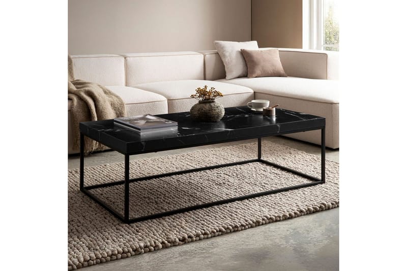 Soffbord Wohnling rektangulär 120 cm, stenoptik, modern look Marmor Svart - Marmor Svart - Möbler - Bord & matgrupp - Soffbord
