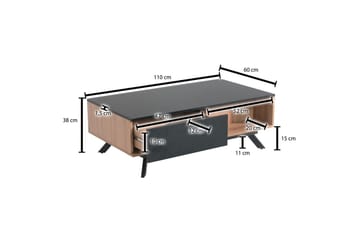 Soffbord Wohnling Rektangulär MDF ek-look med stor lådbricka modern look - Möbler - Bord & matgrupp - Soffbord