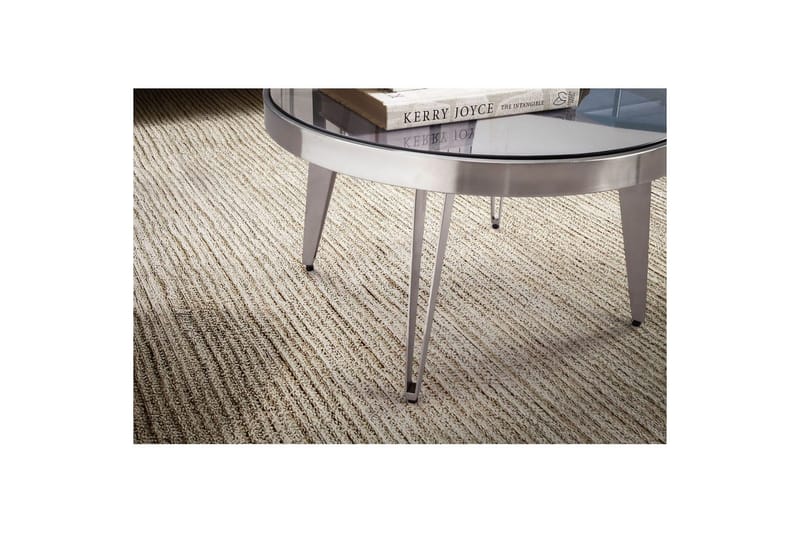 Soffbord Wohnling Rund 60 cm Säkerhetsglas Matt Silver 4-bens metallram Modern - Möbler - Bord & matgrupp - Soffbord
