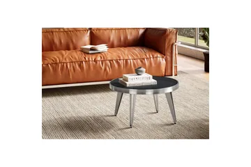 Soffbord Wohnling Rund 60 cm Säkerhetsglas Matt Silver 4-bens metallram Modern - Möbler - Bord & matgrupp - Soffbord