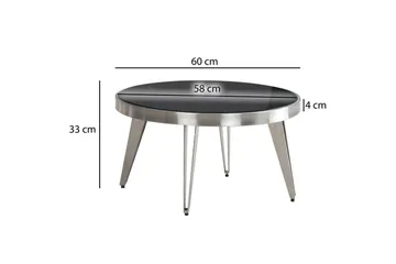 Soffbord Wohnling Rund 60 cm Säkerhetsglas Matt Silver 4-bens metallram Modern - Möbler - Bord & matgrupp - Soffbord