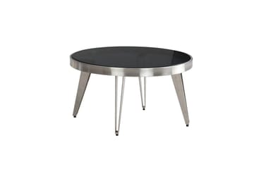 Soffbord Wohnling Rund 60 cm Säkerhetsglas Matt Silver 4-bens metallram Modern - Möbler - Bord & matgrupp - Soffbord