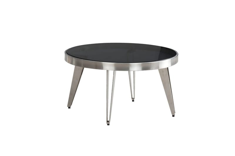 Soffbord Wohnling Rund 60 cm Säkerhetsglas Matt Silver 4-bens metallram Modern - Möbler - Bord & matgrupp - Soffbord