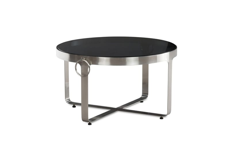 Soffbord Wohnling Rund 60 cm Säkerhetsglas Matt silver metallram Modern - Möbler - Bord & matgrupp - Soffbord