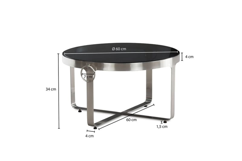 Soffbord Wohnling Rund 60 cm Säkerhetsglas Matt silver metallram Modern - Möbler - Bord & matgrupp - Soffbord