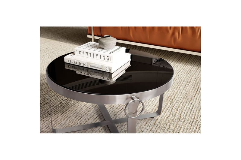 Soffbord Wohnling Rund 60 cm Säkerhetsglas Matt silver metallram Modern - Möbler - Bord & matgrupp - Soffbord
