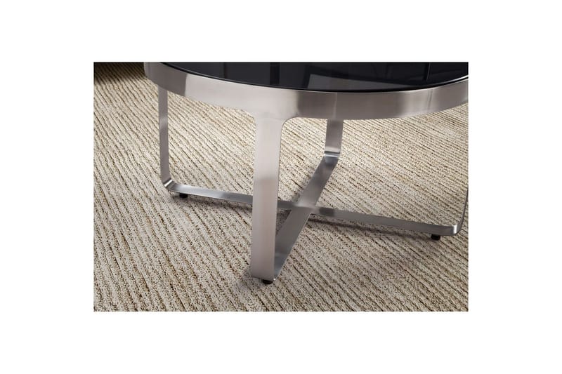 Soffbord Wohnling Rund 60 cm Säkerhetsglas Matt silver metallram Modern - Möbler - Bord & matgrupp - Soffbord