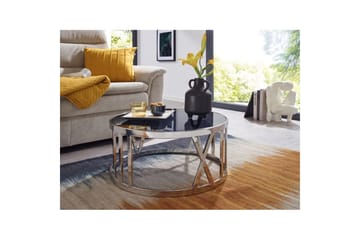 Soffbord Wohnling Rund 60 cm Säkerhetsglas Romerska siffror Krom Modern - Möbler - Bord & matgrupp - Soffbord