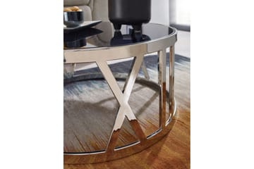Soffbord Wohnling Rund 60 cm Säkerhetsglas Romerska siffror Krom Modern - Möbler - Bord & matgrupp - Soffbord
