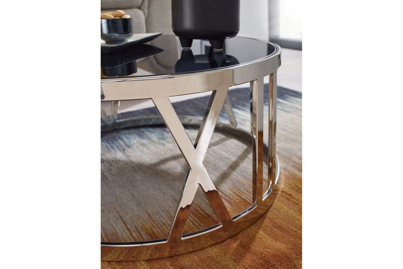 Soffbord Wohnling Rund 60 cm Säkerhetsglas Romerska siffror Krom Modern - Möbler - Bord & matgrupp - Soffbord