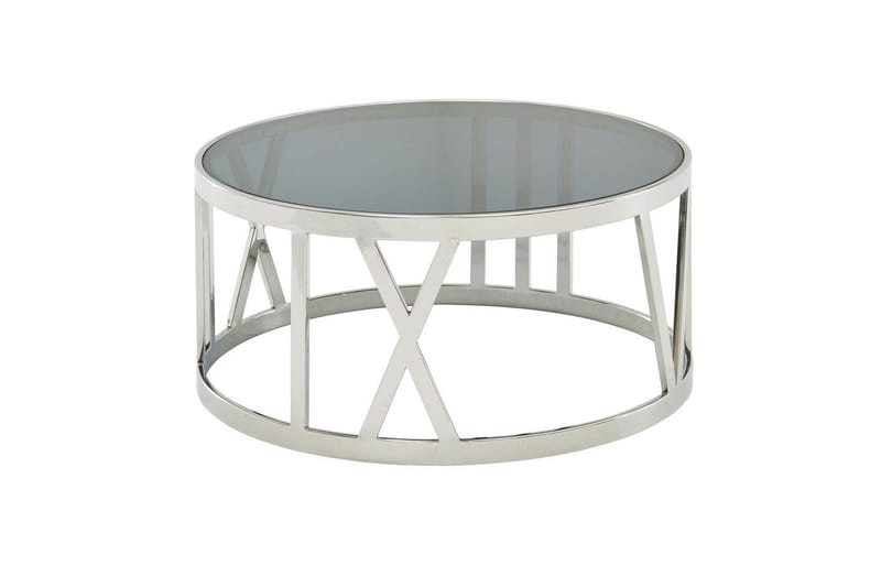 Soffbord Wohnling Rund 60 cm Säkerhetsglas Romerska siffror Krom Modern - Möbler - Bord & matgrupp - Soffbord