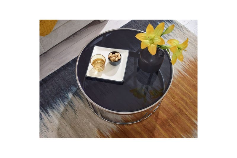 Soffbord Wohnling Rund 60 cm Säkerhetsglas Romerska siffror Krom Modern - Möbler - Bord & matgrupp - Soffbord