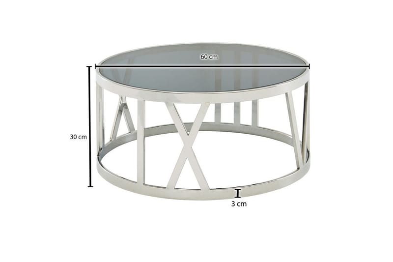 Soffbord Wohnling Rund 60 cm Säkerhetsglas Romerska siffror Krom Modern - Möbler - Bord & matgrupp - Soffbord