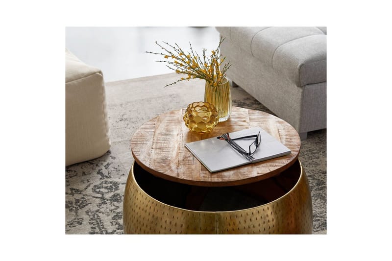 Soffbord Wohnling Rund diameter 60 cm förvaringsutrymme massivt bordsytor lantlig stil - Möbler - Bord & matgrupp - Soffbord