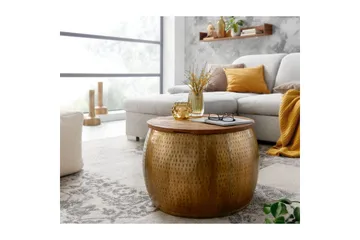 Soffbord Wohnling Rund diameter 60 cm förvaringsutrymme massivt bordsytor lantlig stil - Möbler - Bord & matgrupp - Soffbord