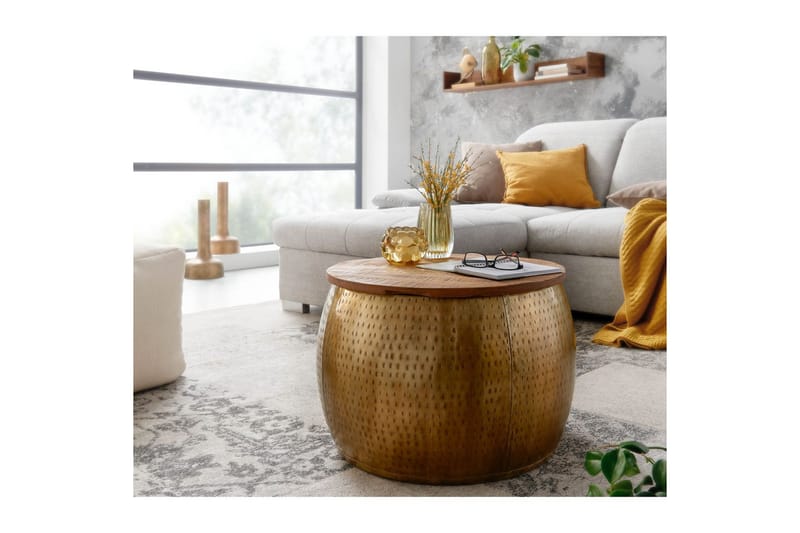 Soffbord Wohnling Rund diameter 60 cm förvaringsutrymme massivt bordsytor lantlig stil - Möbler - Bord & matgrupp - Soffbord