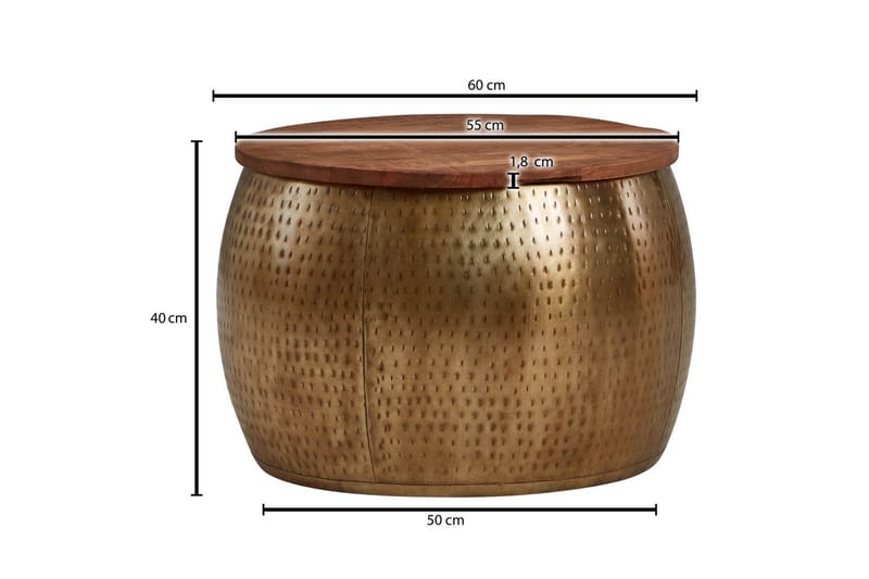 Soffbord Wohnling Rund diameter 60 cm förvaringsutrymme massivt bordsytor lantlig stil - Möbler - Bord & matgrupp - Soffbord