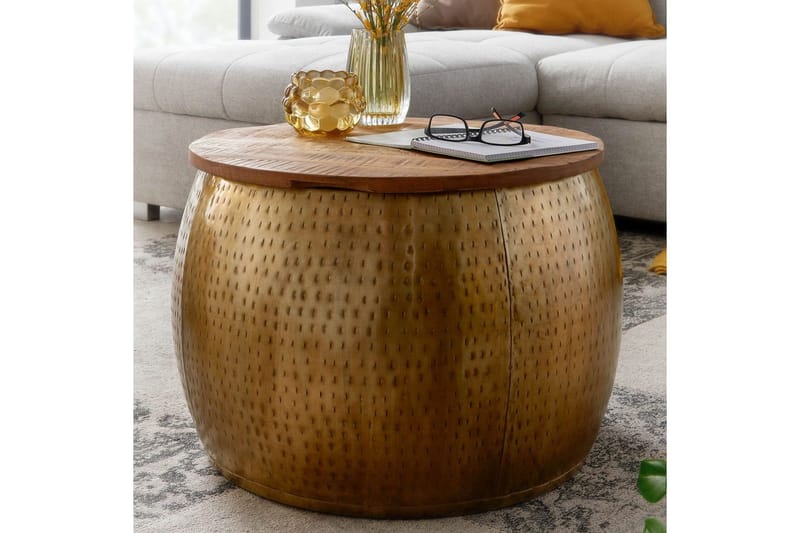 Soffbord Wohnling Rund diameter 60 cm förvaringsutrymme massivt bordsytor lantlig stil - Möbler - Bord & matgrupp - Soffbord