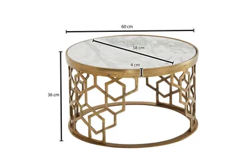 Soffbord Wohnling Rund indisk marmor bikupemönster metallram - Möbler - Bord & matgrupp - Soffbord