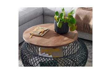 Soffbord Wohnling Rund korgstil med massivt träbordsskiva lantlig stil - Möbler - Bord & matgrupp - Soffbord