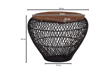 Soffbord Wohnling Rund korgstil med massivt träbordsskiva lantlig stil - Möbler - Bord & matgrupp - Soffbord