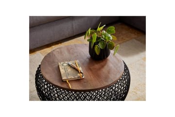 Soffbord Wohnling Rund korgstil med massivt träbordsskiva lantlig stil - Möbler - Bord & matgrupp - Soffbord