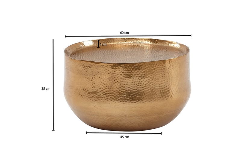 Soffbord Wohnling rund metall 60 cm hamrat utseende, orientalisk stil Guld - Guld - Möbler - Bord & matgrupp - Soffbord