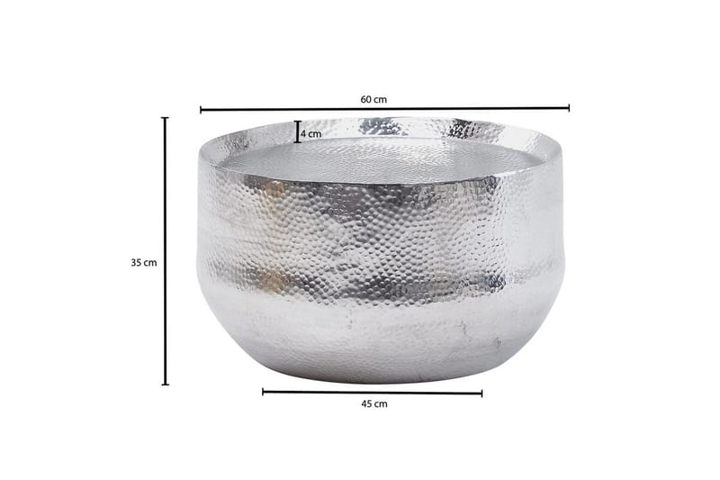 Soffbord Wohnling rund metall 60 cm hamrat utseende, orientalisk stil Silver - Silver - Möbler - Bord & matgrupp - Soffbord