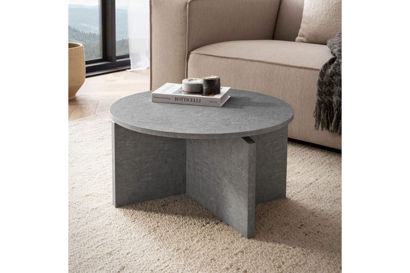Soffbord Wohnling Rund stensikt stil modern look 60 cm, Grå - 60 cm, Grå - Möbler - Bord & matgrupp - Soffbord