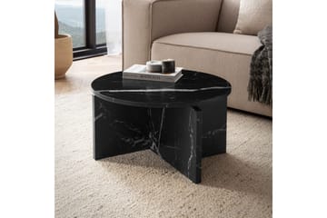 Soffbord Wohnling Rund stensikt stil modern look 60 cm, Marmor Svart - 60 cm, Marmor Svart - Möbler - Bord & matgrupp - Soffbord