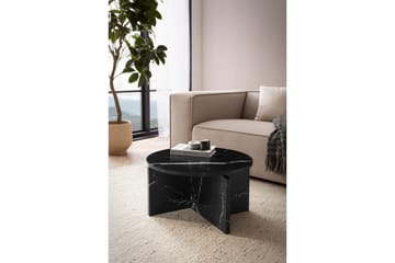 Soffbord Wohnling Rund stensikt stil modern look 60 cm, Marmor Svart - 60 cm, Marmor Svart - Möbler - Bord & matgrupp - Soffbord