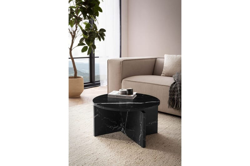 Soffbord Wohnling Rund stensikt stil modern look 60 cm, Marmor Svart - 60 cm, Marmor Svart - Möbler - Bord & matgrupp - Soffbord