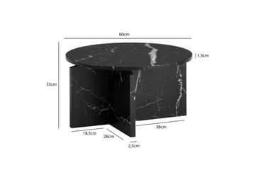 Soffbord Wohnling Rund stensikt stil modern look 60 cm, Marmor Svart - 60 cm, Marmor Svart - Möbler - Bord & matgrupp - Soffbord