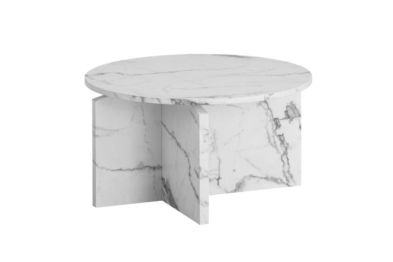 Soffbord Wohnling Rund stensikt stil modern look 60 cm, Marmor Vit - 60 cm, Marmor Vit - Möbler - Bord & matgrupp - Soffbord