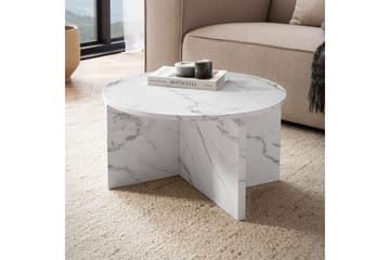 Soffbord Wohnling Rund stensikt stil modern look 60 cm, Marmor Vit - 60 cm, Marmor Vit - Möbler - Bord & matgrupp - Soffbord