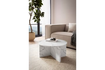 Soffbord Wohnling Rund stensikt stil modern look 60 cm, Marmor Vit - 60 cm, Marmor Vit - Möbler - Bord & matgrupp - Soffbord