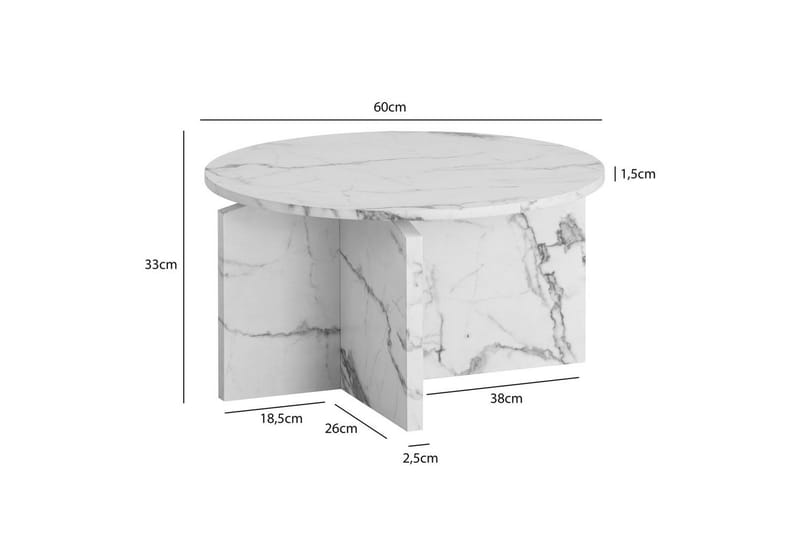 Soffbord Wohnling Rund stensikt stil modern look 60 cm, Marmor Vit - 60 cm, Marmor Vit - Möbler - Bord & matgrupp - Soffbord