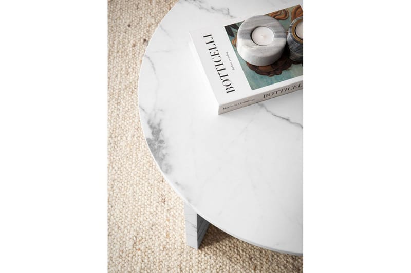 Soffbord Wohnling Rund stensikt stil modern look 60 cm, Marmor Vit - 60 cm, Marmor Vit - Möbler - Bord & matgrupp - Soffbord