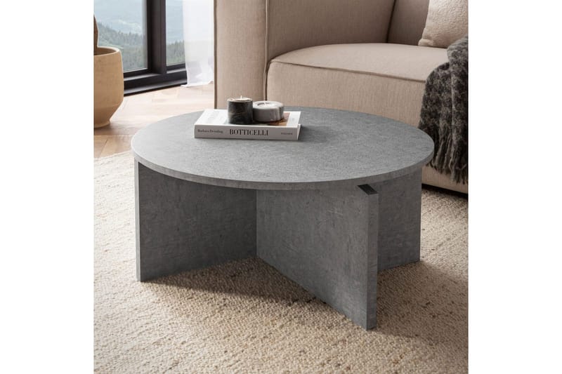 Soffbord Wohnling Rund stensikt stil modern look 70 cm, Grå - 70 cm, Grå - Möbler - Bord & matgrupp - Soffbord