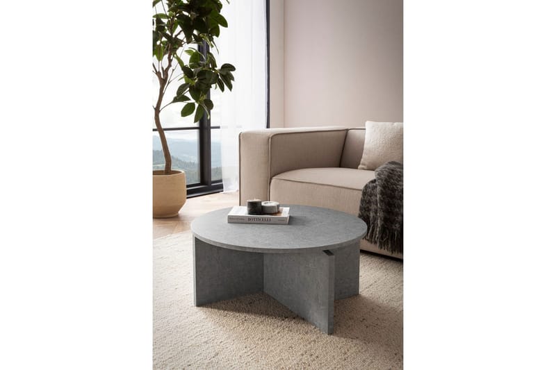 Soffbord Wohnling Rund stensikt stil modern look 70 cm, Grå - 70 cm, Grå - Möbler - Bord & matgrupp - Soffbord