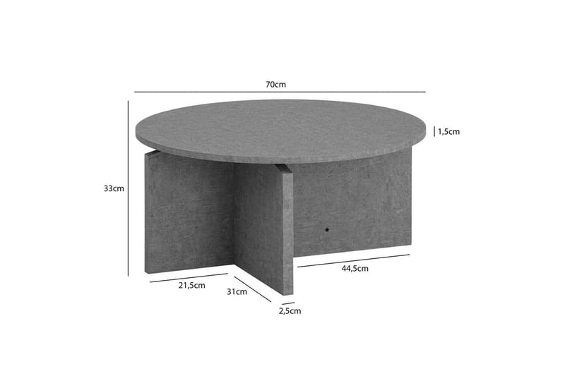 Soffbord Wohnling Rund stensikt stil modern look 70 cm, Grå - 70 cm, Grå - Möbler - Bord & matgrupp - Soffbord