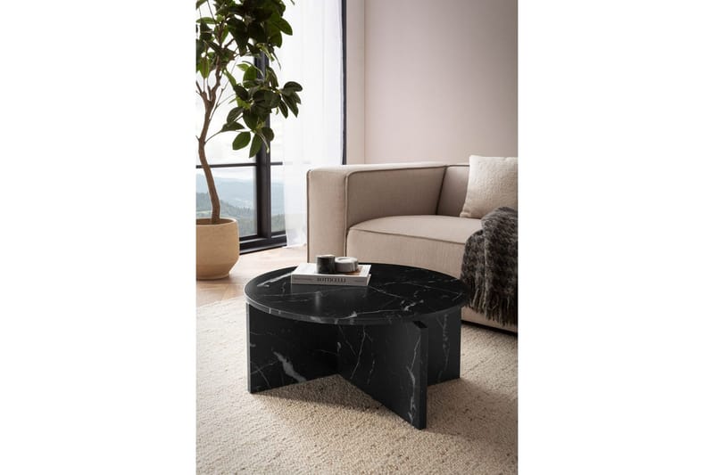 Soffbord Wohnling Rund stensikt stil modern look 70 cm, Marmor Svart - 70 cm, Marmor Svart - Möbler - Bord & matgrupp - Soffbord