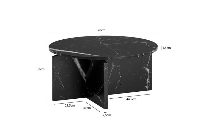 Soffbord Wohnling Rund stensikt stil modern look 70 cm, Marmor Svart - 70 cm, Marmor Svart - Möbler - Bord & matgrupp - Soffbord