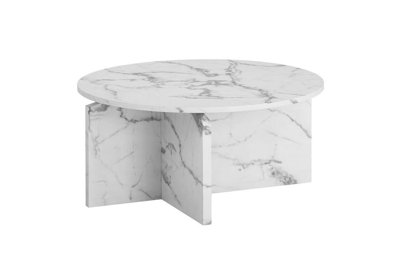 Soffbord Wohnling Rund stensikt stil modern look 70 cm, Marmor Vit - 70 cm, Marmor Vit - Möbler - Bord & matgrupp - Soffbord