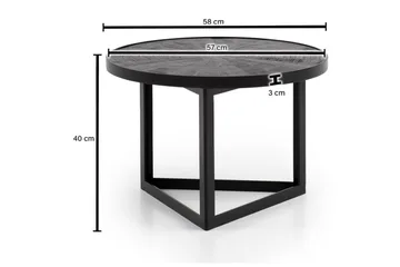Soffbord Wohnling Runt massivt trä med stenfinish modern metallram - Möbler - Bord & matgrupp - Soffbord