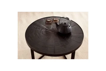 Soffbord Wohnling Runt massivt trä med stenfinish modern metallram - Möbler - Bord & matgrupp - Soffbord