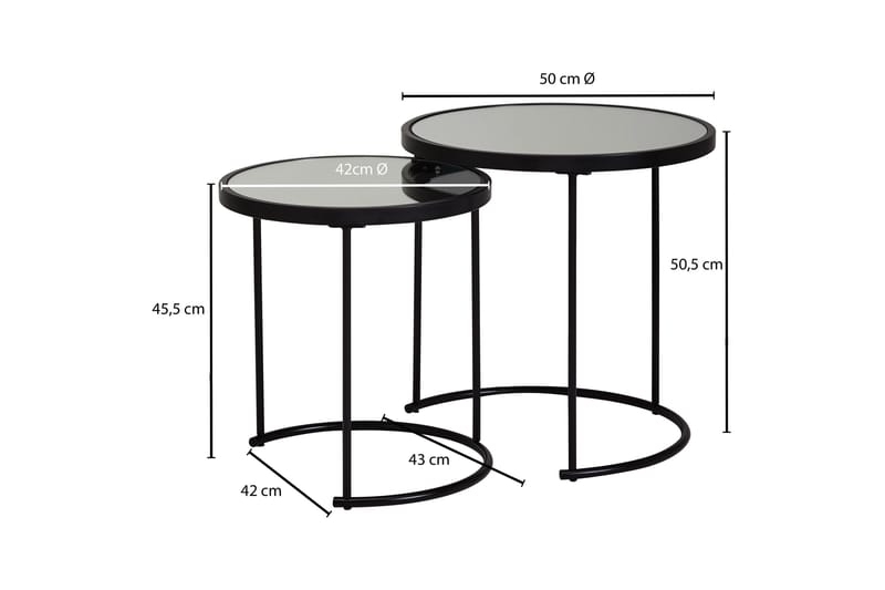 Wrighton Satsbord 50 cm Runt Soffbord Stapelbart i Metall och Glas - Spegelsilver - Möbler - Bord & matgrupp - Soffbord