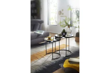 Wrighton Satsbord 50 cm Runt Soffbord Stapelbart i Metall och Glas - Spegelsilver - Möbler - Bord & matgrupp - Soffbord